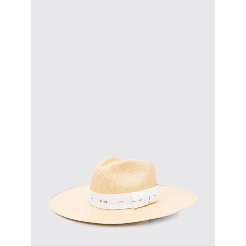 Celine Women Panama Straw Hat Celine With Wide Brim And Contrast Logo